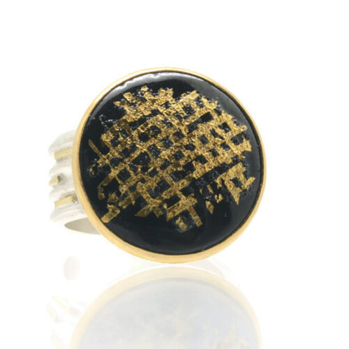 Black and Gold Stripes Medium Ring