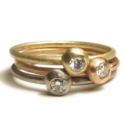 Diamond Pebbles Stacking Rings