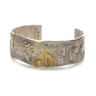 Sterling Silver + 18 Gold Cuff Bracelet 