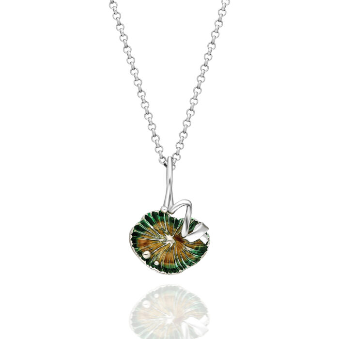 Mushroom, Nature Inspired Silver Necklace Rose Gold Plated and Enameled -Mushroom Collection