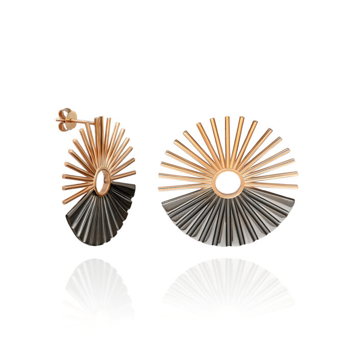 Sterling Silver Rose Gold/Black Earrings - Gold/Black Earrings - Day&Night Collection