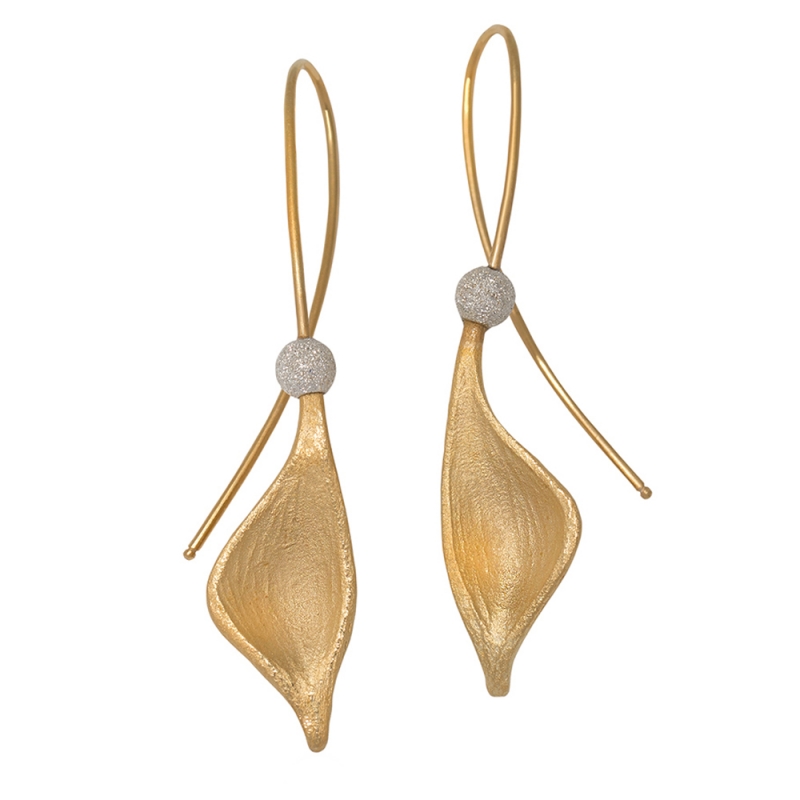 Gold Pod Earrings / Silver & Gold - Aleksandra Vali -  Eclectic Artisans