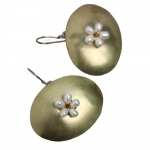 Gold Ovals and Pearl Flower Earrings -   -  Eclectic Artisans