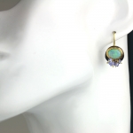 Solid Australian Opal Dangle Earrings with Tanzanite Clusters -   -  Eclectic Artisans
