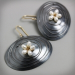 Midnight Ovals and Pearl Flower Earrings -   -  Eclectic Artisans