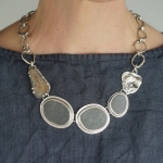 Stones and bone sterling silver statement necklace -   -  Eclectic Artisans