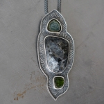 Larvikite and tourmaline statement necklace -   -  Eclectic Artisans
