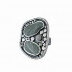 River rock ring, pebble and raw diamond ring -   -  Eclectic Artisans
