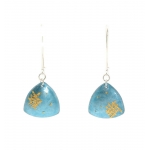 Blue and Gold Enamel medium size long Earrings -   -  Eclectic Artisans