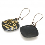 Black and Gold Stripes Long Square Dangle Earrings - Lara Ginzburg -  Eclectic Artisans