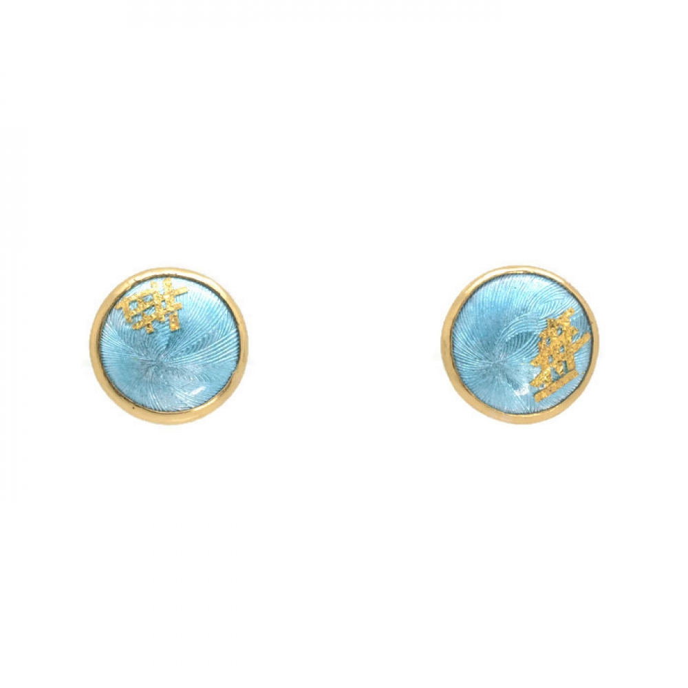 Blue and Gold Small Earrings