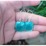 Blue Fantasy Enameled Square earrings - Lara Ginzburg -  Eclectic Artisans