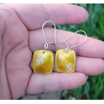 Yellow Fantasy Enameled Square earrings - Lara Ginzburg -  Eclectic Artisans