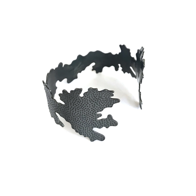 Foliose Cuff, sterling silver, oxidised silver - Kate Bajic -  Eclectic Artisans