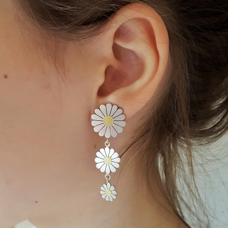 Pink Daisy Dangle Earrings/Dangle Earrings/Girl Daisy Earrings/Daisy Dangle Earrings/Girl Dangle Earrings/ Blue Jay Dangle Earrings