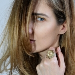 Statement ring with quart rutile -   -  Eclectic Artisans