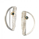 Semi-circle earrings with London blue topaz - Bizar Concept -  Eclectic Artisans
