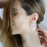 Semi-circle earrings with London blue topaz - Bizar Concept -  Eclectic Artisans