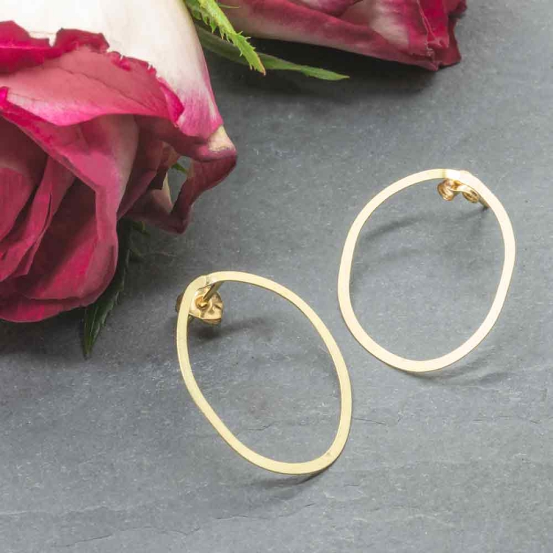 Large Flat Gold Hoop Earrings - Catherine Marche -  Eclectic Artisans