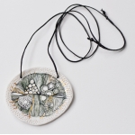 Hand painted porcelain leaf pendant Necklace - Katherine Wheeler -  Eclectic Artisans
