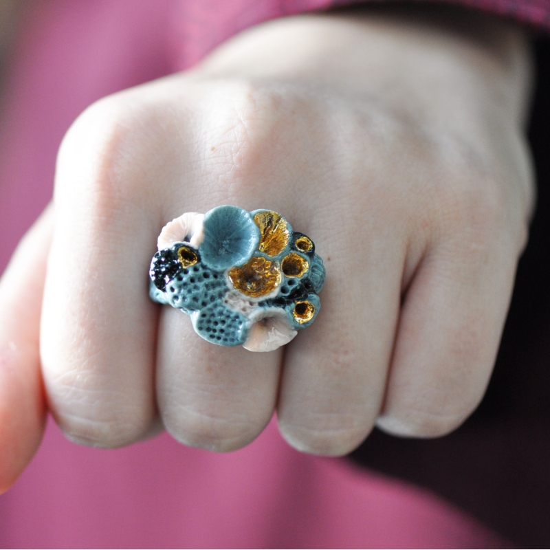 Rock Coral Porcelain Ring 1 - Katherine Wheeler -  Eclectic Artisans