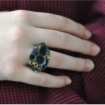 Rock Coral Porcelain Ring, Black  - Katherine Wheeler -  Eclectic Artisans
