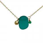 Long Teal Green Seaglass Gold Necklace - Kriket Broadhurst -  Eclectic Artisans