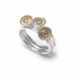 3 Acorn Cup Ring Stack with Diamonds - Shimara Carlow -  Eclectic Artisans