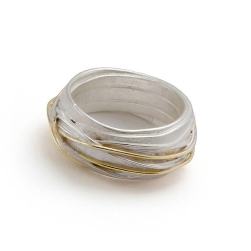 Silver and Gold Wrap Ring - Shimara Carlow -  Eclectic Artisans