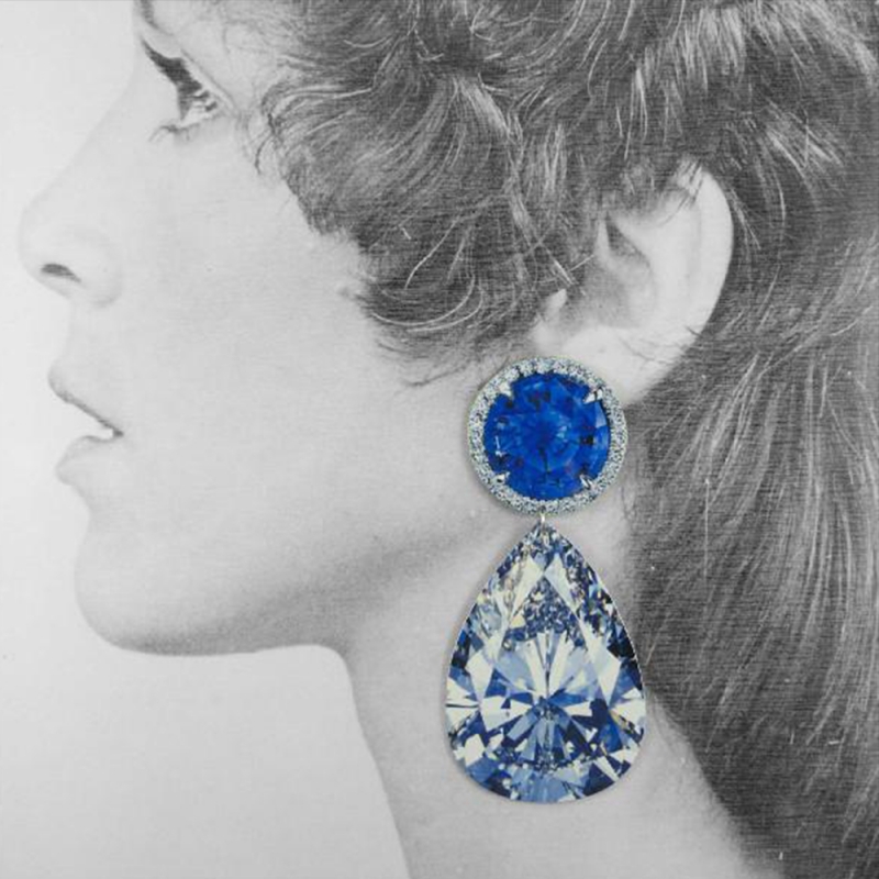 Rocks Earrings Large Blue Circle Pear Diamond - Anna Davern -  Eclectic Artisans