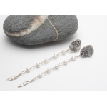 Shell Fossil and Pearl Dangle Earrings  - Sharon Blomgren -  Eclectic Artisans