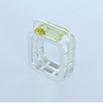 Rectangle Rivet Ring - Lemon Quartz -   -  Eclectic Artisans